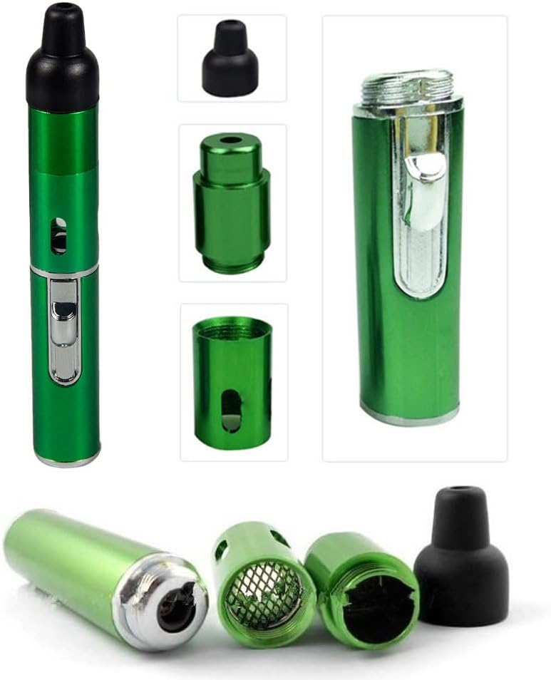 Beast-Fox Pipe Lighter Combo, Portable Slim Torch Ligters Butane Refillable, Multipurpose Handheld Lighters Metal Tube for Outdoor Camping Hiking (Green)