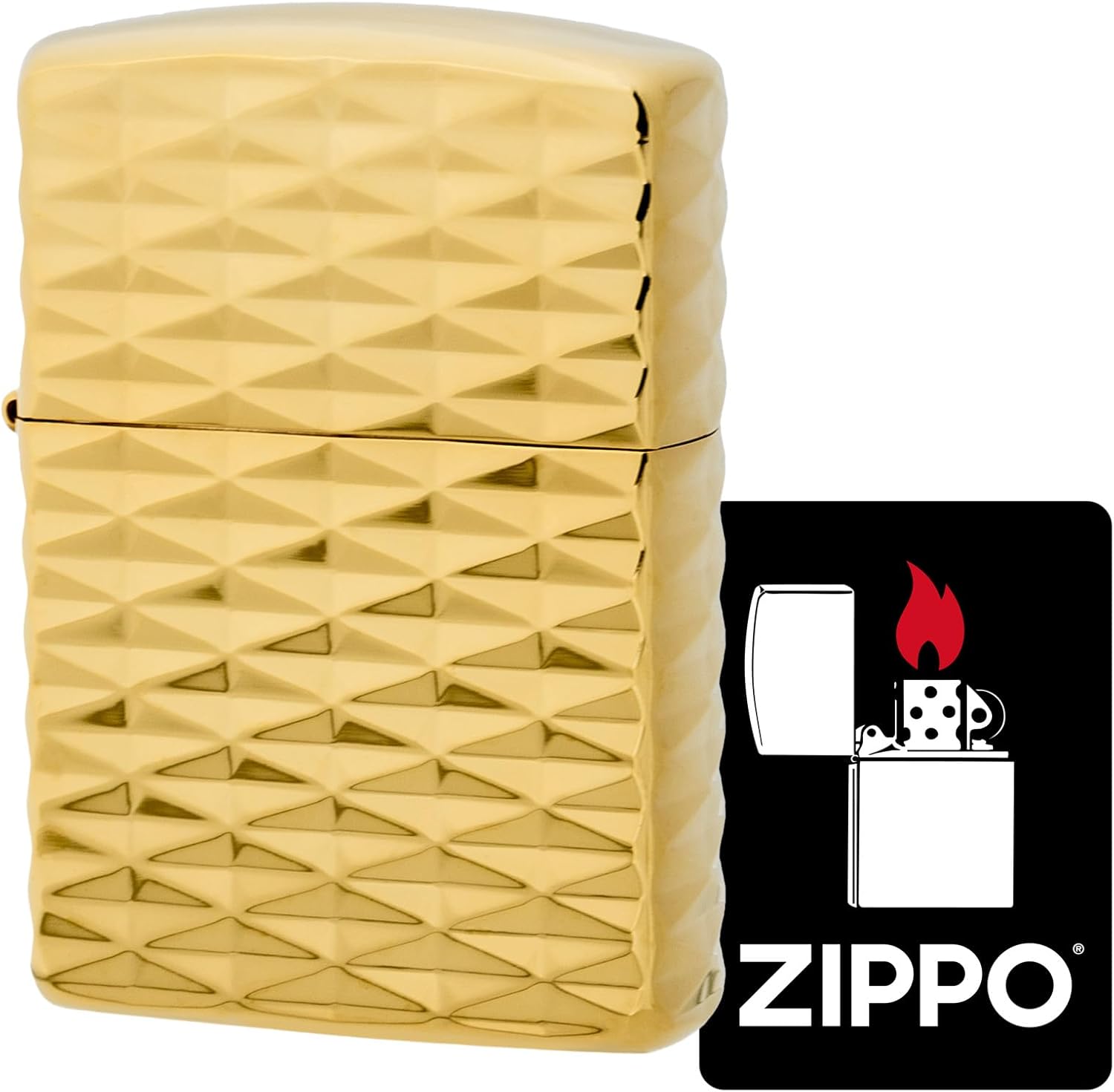 Zippo Armor Diamond Shape Gold Inside Unit Brass Gold Plate Lighter Japan