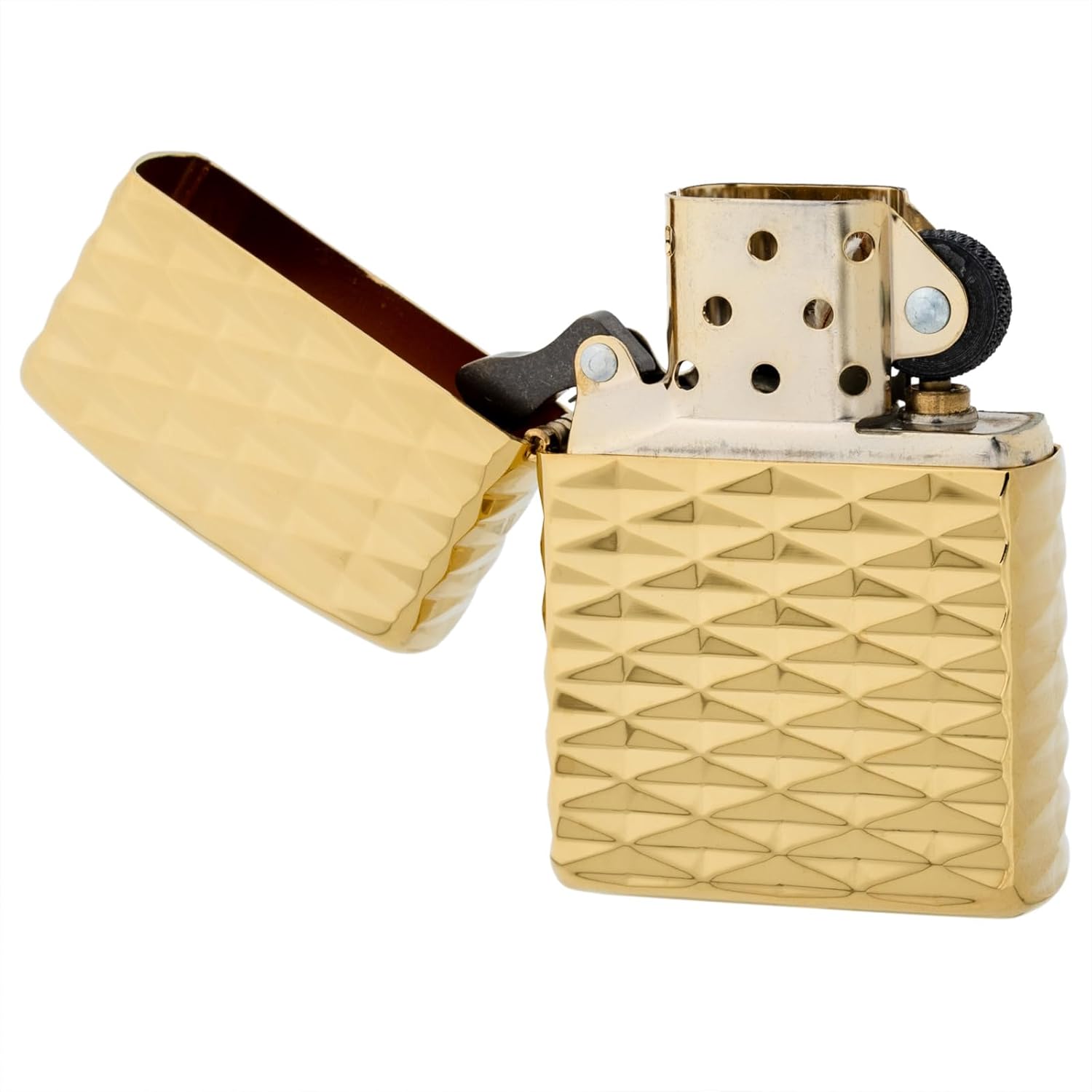 Zippo Armor Diamond Shape Gold Inside Unit Brass Gold Plate Lighter Japan