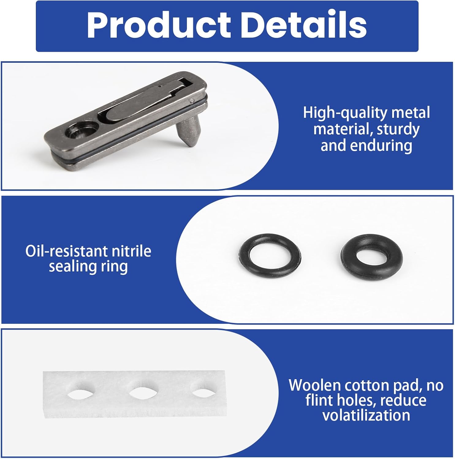 2 Pack Lighter Repair Kit Compatible with Zippo, Replacement Gasket Seal Insert Accessories with Cotton Pads, Anti Evaporation Parts for Insert Maintenance, Metal Bottom Seals