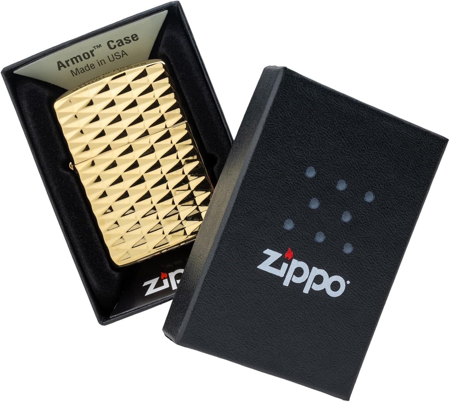 Zippo Armor Diamond Shape Gold Inside Unit Brass Gold Plate Lighter Japan