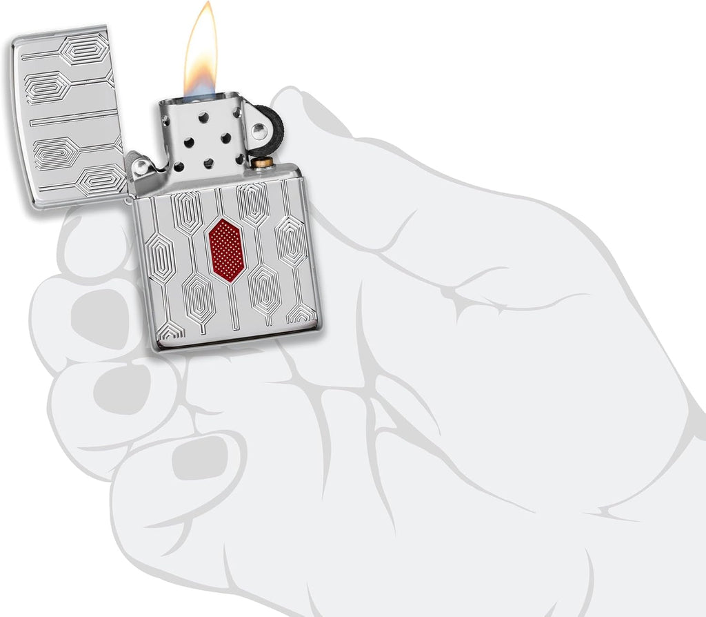 Zippo Lighter: Armor Deep Carve Multicut Pattern - High Polish Chrome 49881