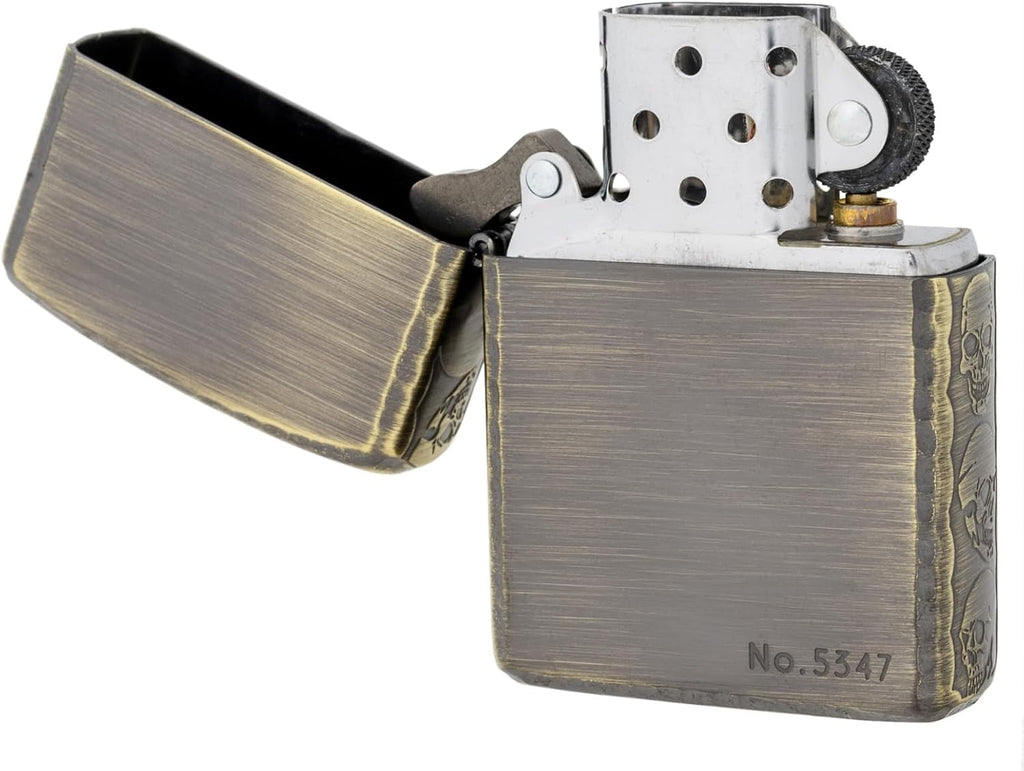 Zippo Zippo Lighter, Windproof, Brass, Armor, Etched, Skull, Multicolor