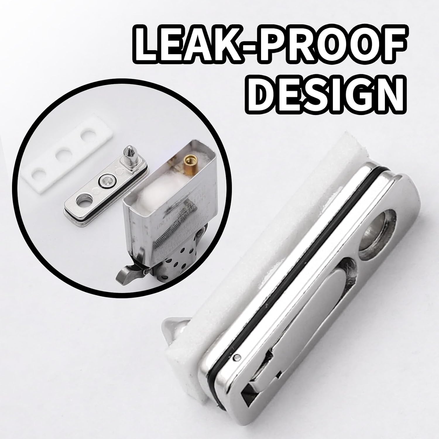 Lighter Gasket Seal Compatible with Zippo, Metal Repair Kit with Cotton Felt Pad, Anti-Evaporation Accessories for Lighter Insert Replacement Parts, Anti-Leak, Silver