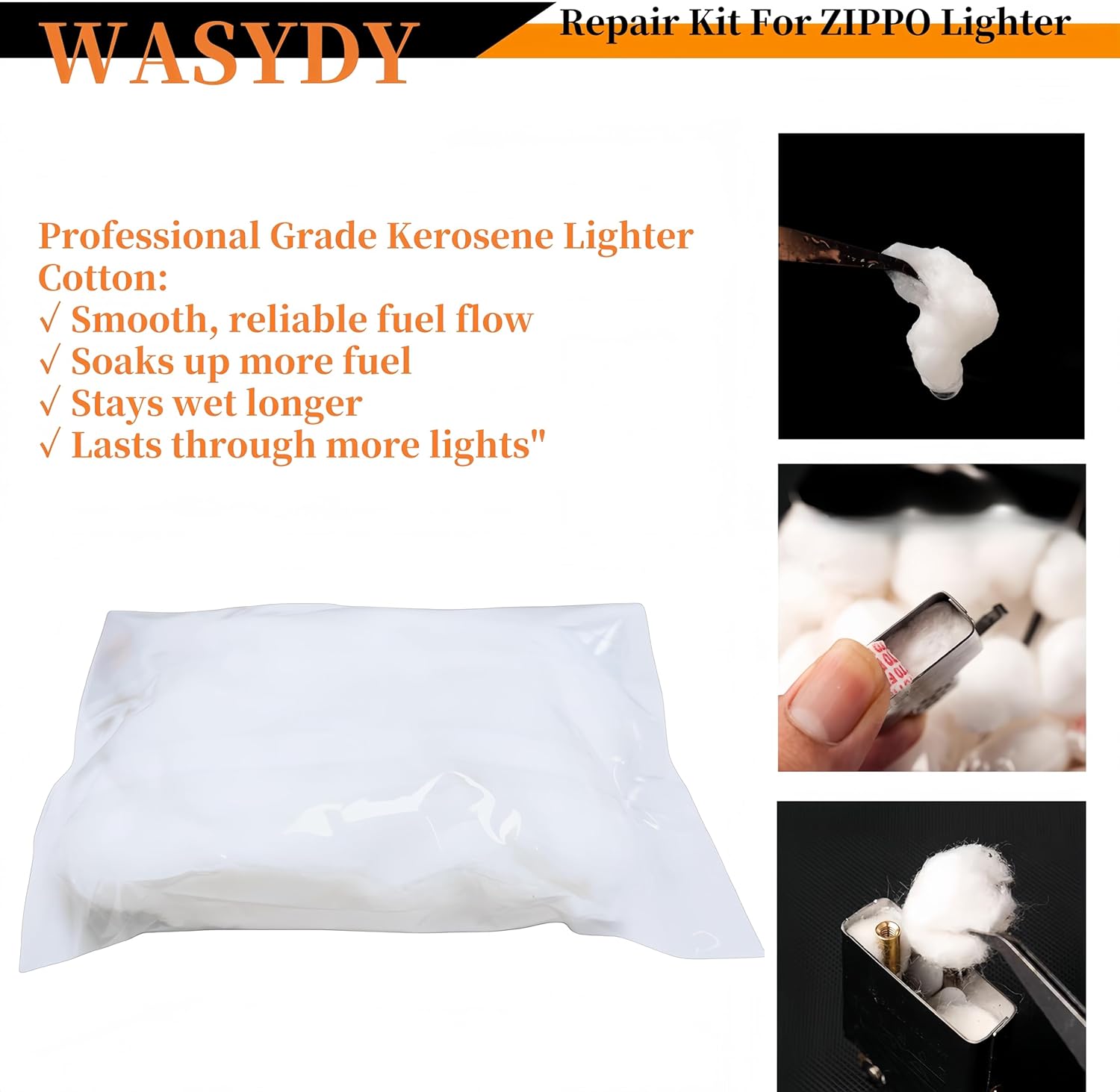 Lighter Repair Kit，Flint and Wick Set Compatible with Zippo Lighters,Flint Stones,Copper Cotton Wick,Flint Spring, Cotton, Cotton Felt Pad & Rubber Felt Pad,Wick with Needle,Flint Wheel Set