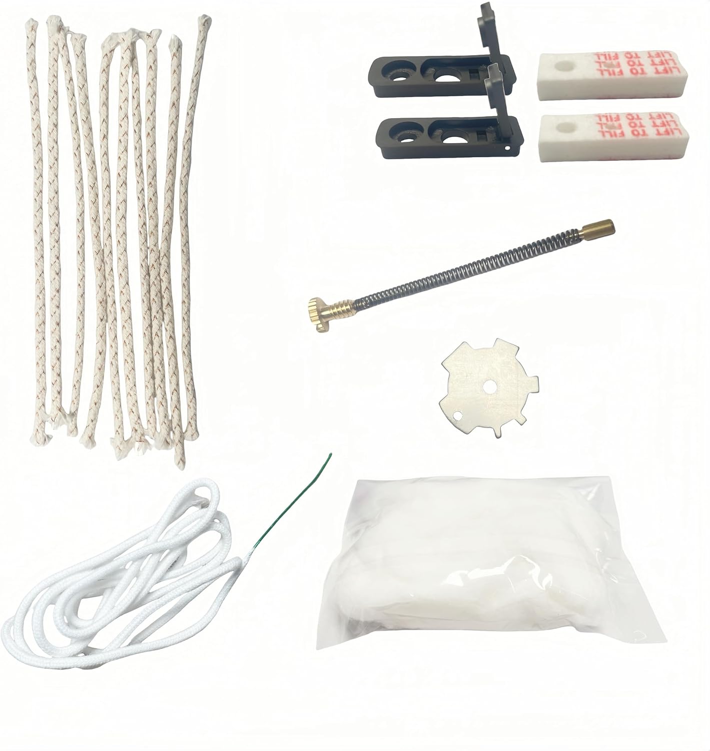 Lighter Repair Kit,Wick and Cotton Replacement Parts Compatible with Zippo Lighters,Copper Cotton Wick,Flint Spring, Cotton, Cotton Felt Pad & Rubber Felt Pad,Wick with Needle (Flint not includ)