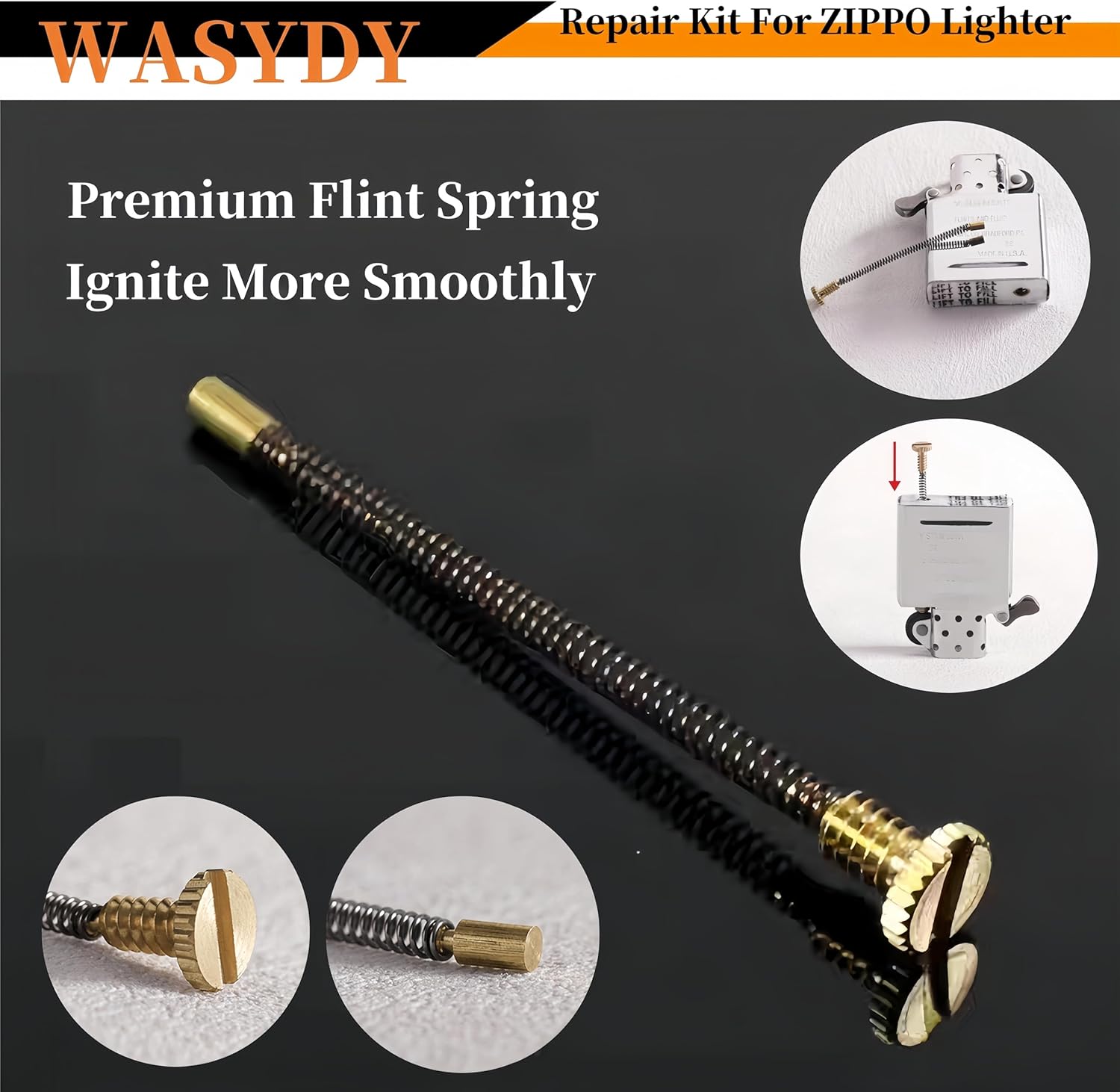 Lighter Repair Kit,Wick and Cotton Replacement Parts Compatible with Zippo Lighters,Copper Cotton Wick,Flint Spring, Cotton, Cotton Felt Pad & Rubber Felt Pad,Wick with Needle (Flint not includ)