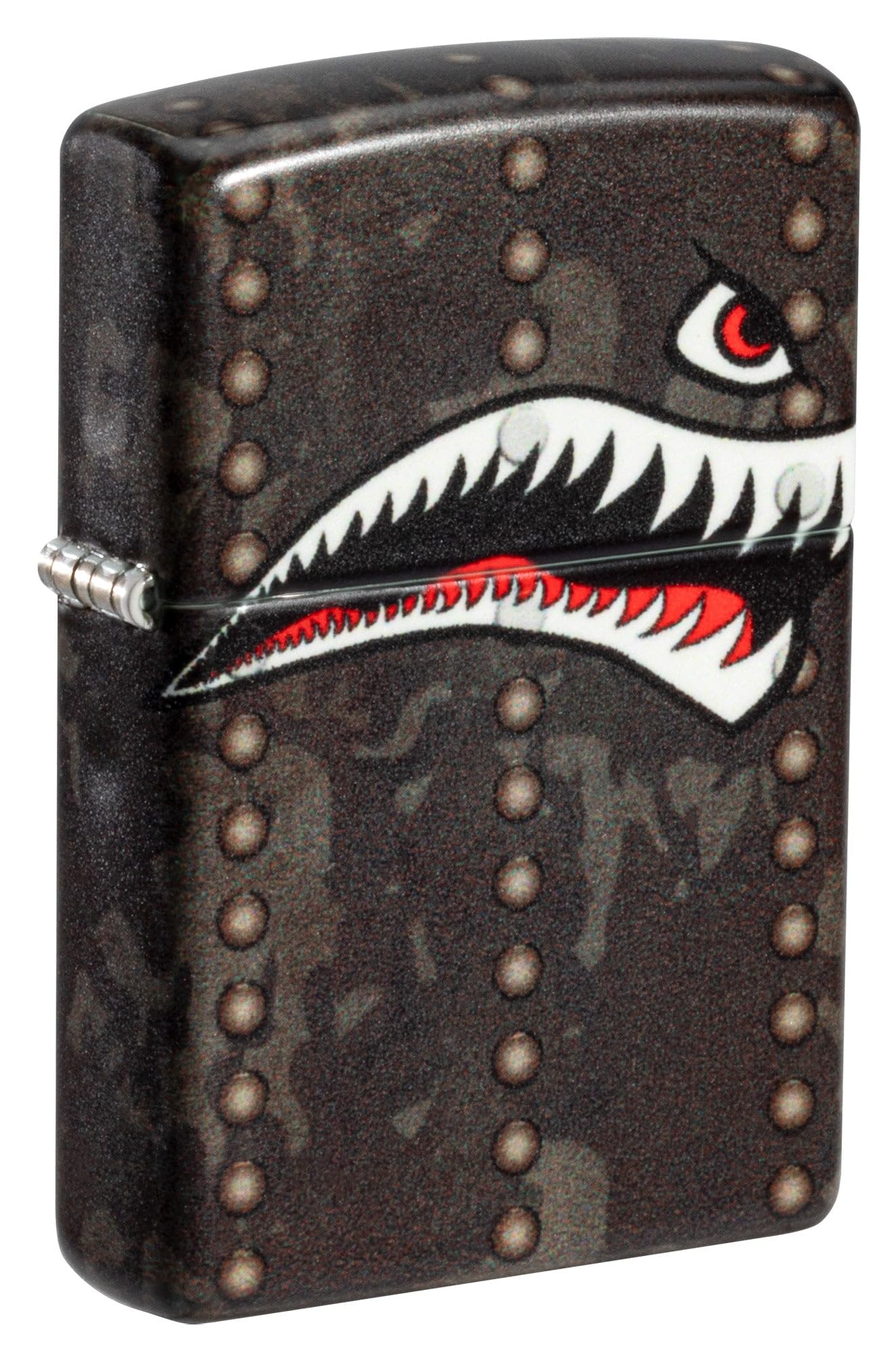 Zippo Lighter, Fighter Plane Nose Art, Shark Teeth - Green Matte 80976